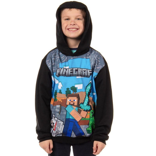 هودي بقلنسوة بتصميم ستيف كريبر وولف من ماينكرافت للأولاد من Seven Times Six Minecraft World