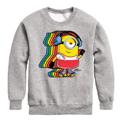 Boys' - Despicable Me Minions - Retro Rainbow Skater Graphic Long Sleeve Fleece Sweatshirt