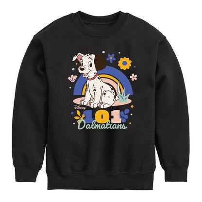 Boys' - 101 Dalmatians - Spring Flowers Graphic Long Sleeve Fleece Sweatshirt
