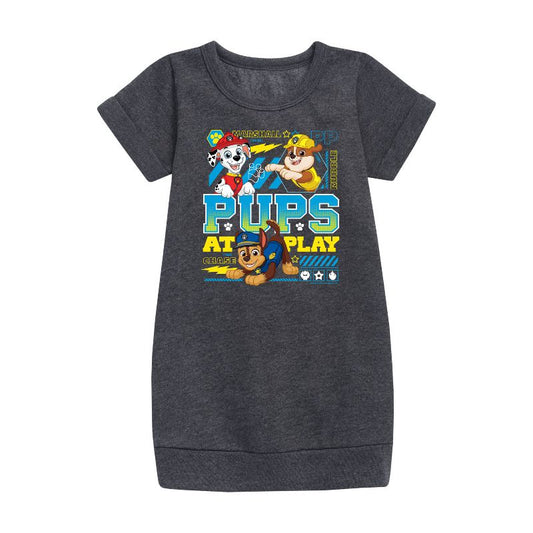 Girls' - Paw Patrol - Pups At Play Graphic Short Sleeve Fleece Dress
