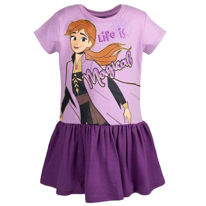 Disney Frozen Elsa Anna Moana Princess Rapunzel Jasmine Belle Girls French Terry Dress Little Kid to Big Kid