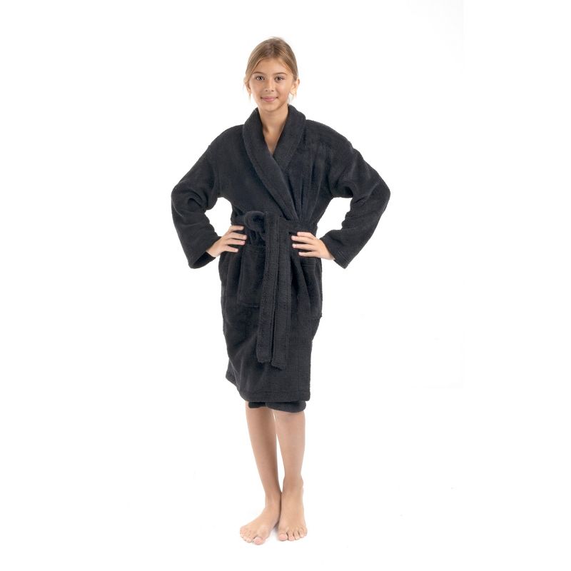 BC BARE COTTON Girls Shawl Robe Microfiber Plush Fleece Bathrobe