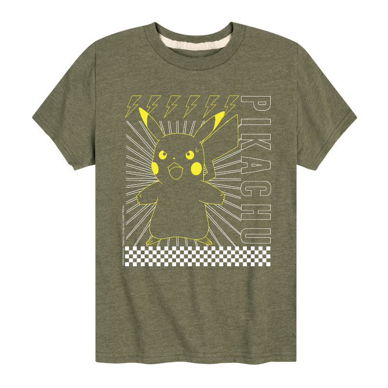 تي شيرت جرافيكي بأكمام قصيرة ومربعات من بوكيمون بيكاتشو للأولاد