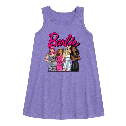 Girls' - Barbie - Girls All Together Graphic Sleeveless Aline Dress