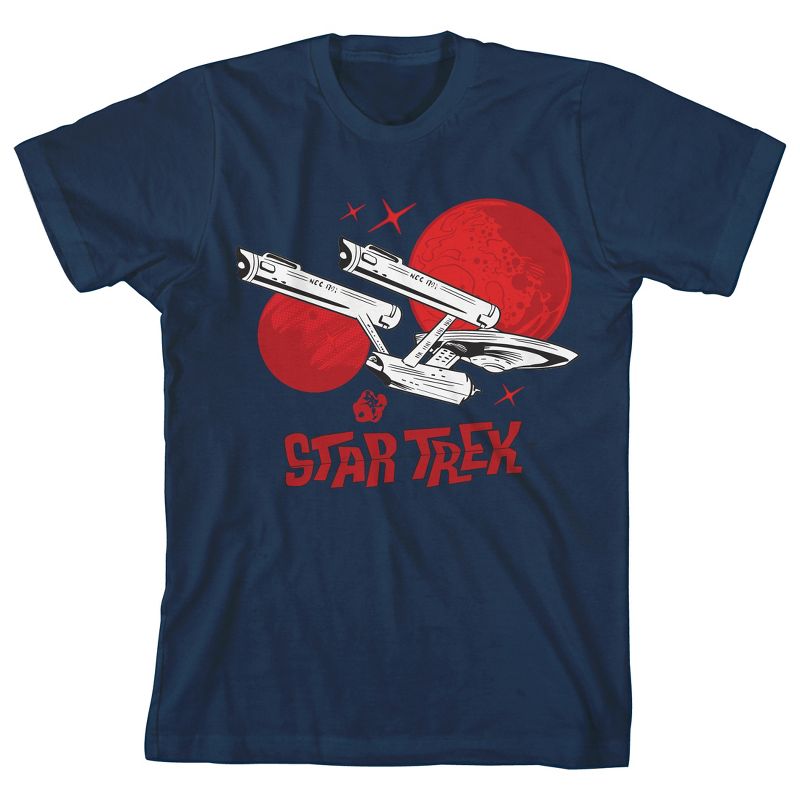 تي شيرت أزرق داكن للأولاد من سلسلة Star Trek الأصلية Starship Enterprise