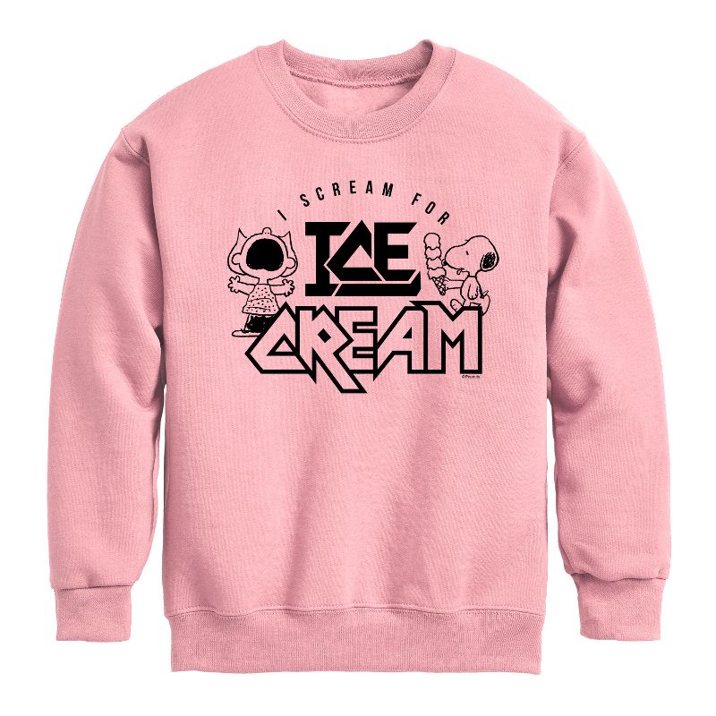 Boys' - Peanuts - I Scream For Ice Cream Graphic Long Sleeve Fleece Sweatshirt