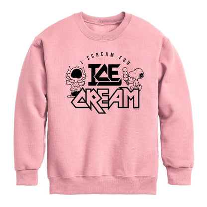 Boys' - Peanuts - I Scream For Ice Cream Graphic Long Sleeve Fleece Sweatshirt