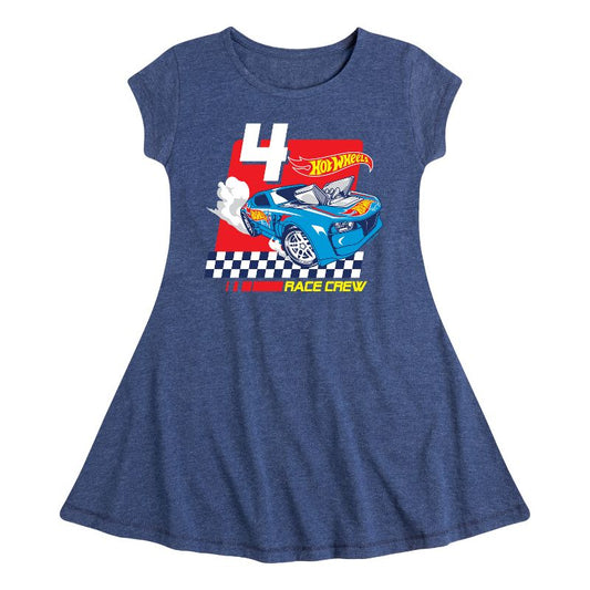 Girls' - Hot Wheels - Race Crew 4 Yrs Fit & Flair Cap Sleeve Dress