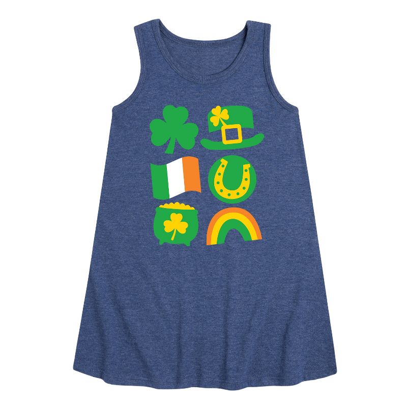 Girls' - Instant Message - St. Patrick's Day Icon Graphic Sleeveless Aline Dress