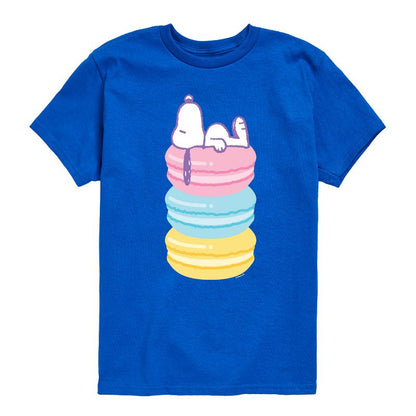 تي شيرت جرافيكي بأكمام قصيرة للأولاد - الفول السوداني - سنوبي - مكدس الماكرون