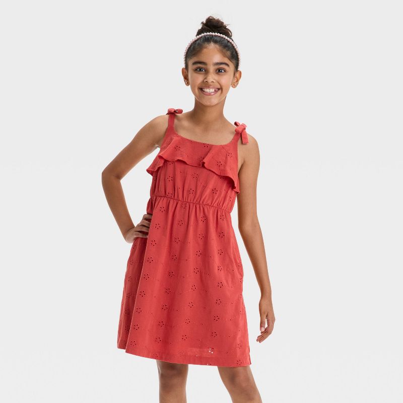 Girls' Sleeveless Knit Eyelet Dress - Cat & Jack™