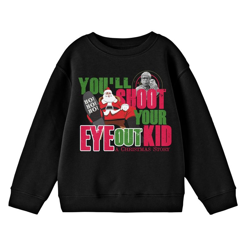 Bioworld A Christmas Story You'll Shoot Your Eye Out Kid Youth Black Graphic Sweatshirt