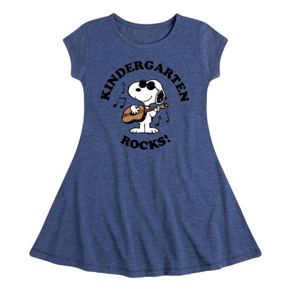 Girls' - Peanuts - 1st Grade Rocks Fit & Flair Cap Sleeve Dress