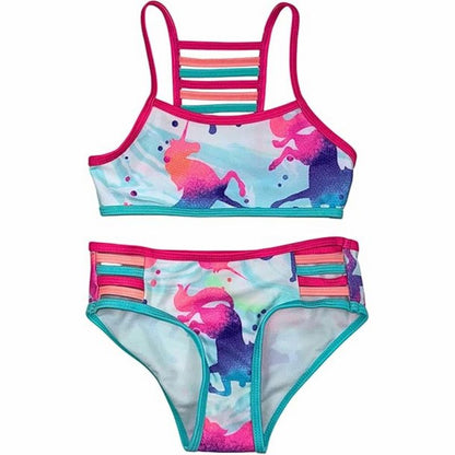 GO COCO Little Girls’ 2-Piece Strappy Detail Camikini Swimsuit Sets