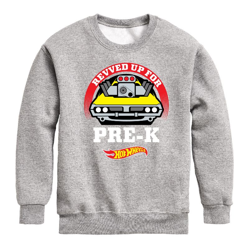 Boys' - Hot Wheels - Revved Up For Pre K Graphic Long Sleeve Fleece Sweatshirt