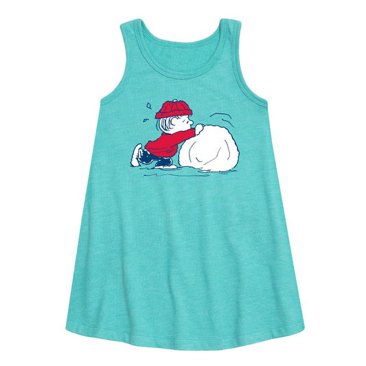 Girls' - Peanuts - Linus Snowball Graphic Sleeveless Aline Dress