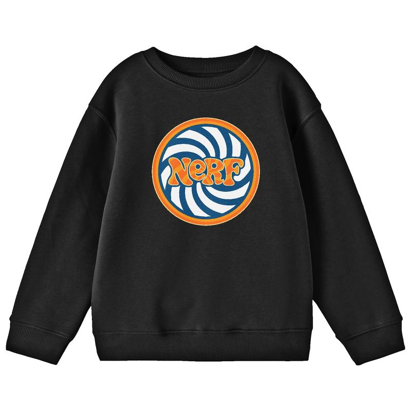 Nerf Twisted Background Crew Neck Long Sleeve Boy's Black Sweatshirt