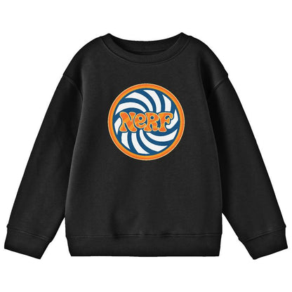 Nerf Twisted Background Crew Neck Long Sleeve Boy's Black Sweatshirt