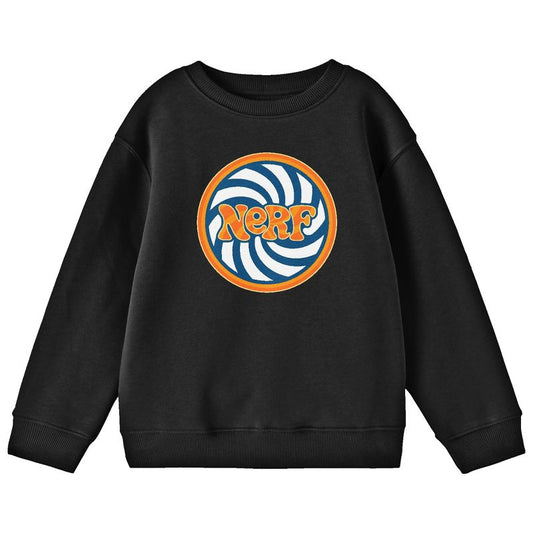 Nerf Twisted Background Crew Neck Long Sleeve Boy's Black Sweatshirt