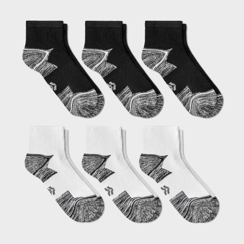 Boys' 6pk Ankle Socks - All In Motion™ White/Black