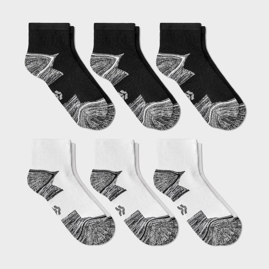 Boys' 6pk Ankle Socks - All In Motion™ White/Black