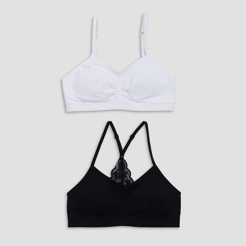 Maidenform Girls' 2pk Seamfree Lace Back Crop Bra - White