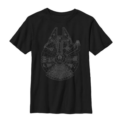 Boy's Star Wars Millennium Falcon Outline T-Shirt