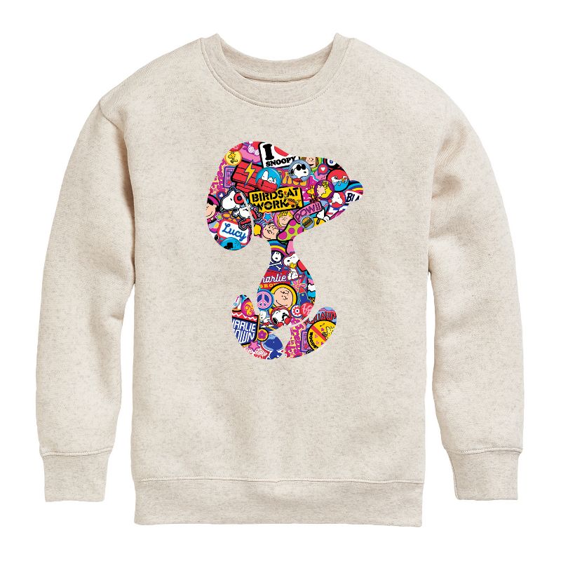 Boys' - Peanuts - Snoopy Silhouette Pattern Graphic Long Sleeve Fleece Sweatshirt