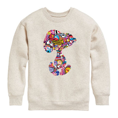 Boys' - Peanuts - Snoopy Silhouette Pattern Graphic Long Sleeve Fleece Sweatshirt