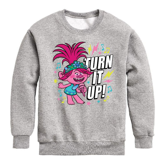 Boys' - Trolls - Turn It Up Poppy Graphic Long Sleeve Fleece Sweatshirt