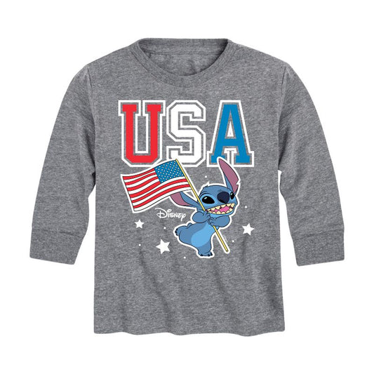 Boys' - Lilo and Stitch - USA Stitch Long Sleeve Graphic T-Shirt