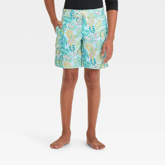 Boys' Palm Tree Printed Swim Shorts - art class™ Blue