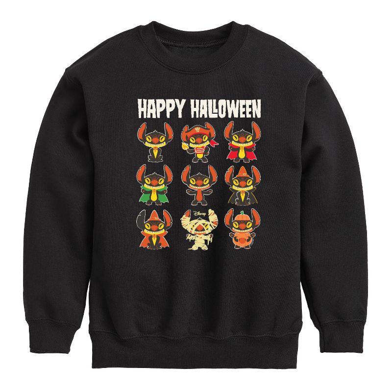Boys' - Disney - Stitch Happy Halloween Graphic Long Sleeve Fleece Sweatshirt