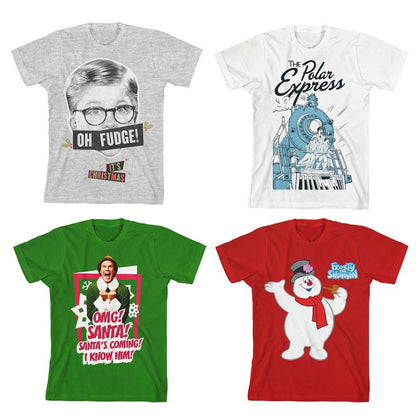 Youth 4-Pack Holiday Movie Tees: A Christmas Story, Polar Express, Elf, Frosty the Snowman