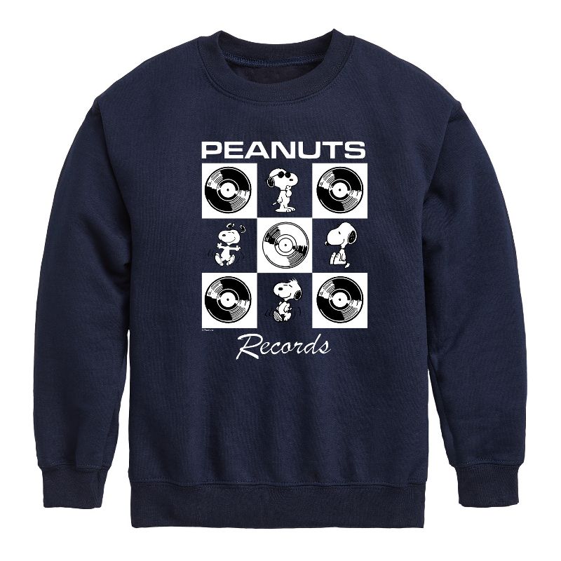 Boys' - Peanuts - Snoopy Vinyl Graphic Long Sleeve Fleece Sweatshirt