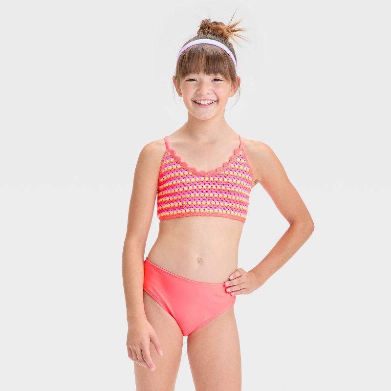 Girls' Caribbean Cutie Bikini Set - art class™ Coral Pink
