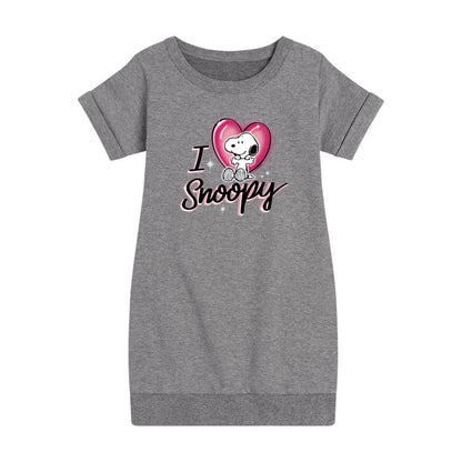 Girls' - Peanuts - I Heart Snoopy Graphic Short Sleeve Fleece Dress