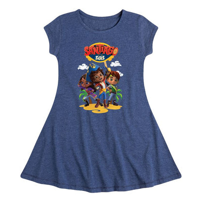 فستان بناتي - سانتياغو أوف ذا سيز - سانتياغو آند فريندز بقصّة وأكمام قصيرة وشعار سانتياغو