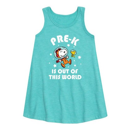 Girls' - Peanuts - Pre K is Out of This World Graphic Sleeveless Aline Dress