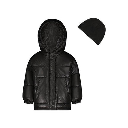 LONDON FOG Girls' Heavyweight Warm Winter Coat with Beanie Hat