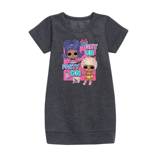 Girls' - LOL Surprise! - Get UR Party On Graphic Short Sleeve Fleece Dress