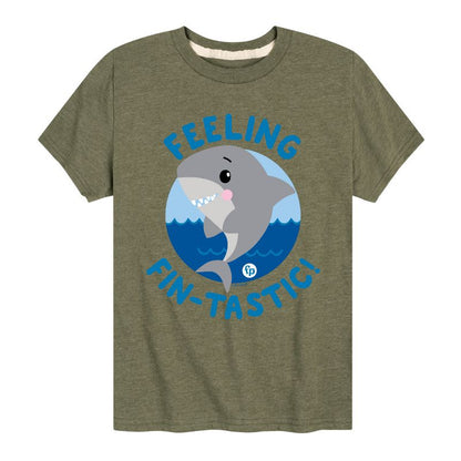 تي شيرت جرافيكي بأكمام قصيرة مطبوع عليه صورة سمكة قرش رائعة للأولاد من فيشر برايس