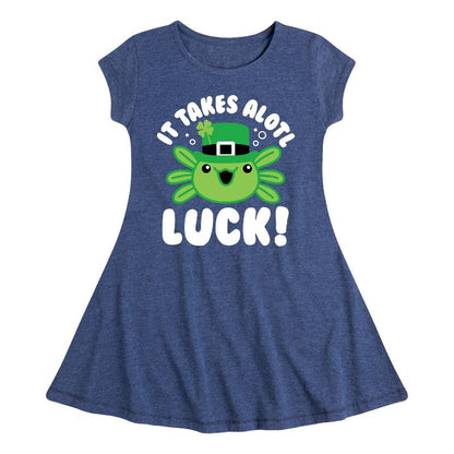 Girls' - Instant Message - St. Patrick's Day It Takes Alotl Luck Fit & Flair Cap Sleeve Dress