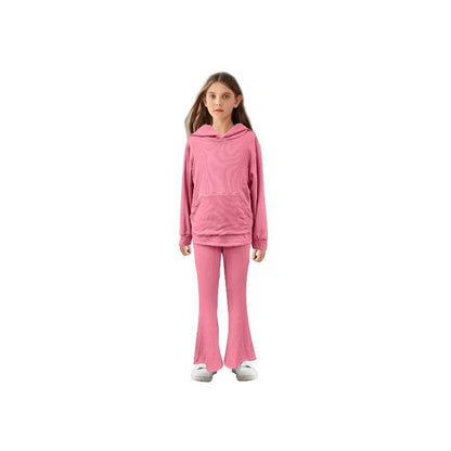Girls Hooded Top With Flared Leggings Set