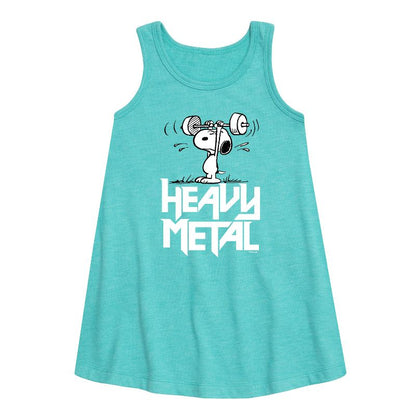 Girls' - Peanuts - Heavy Metal Snoopy Graphic Sleeveless Aline Dress