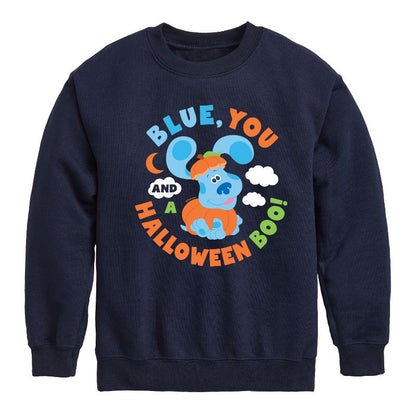 Boys' - Blue's Clues & You! - Blue You And Halloween Boo Graphic Long Sleeve Fleece Sweatshirt