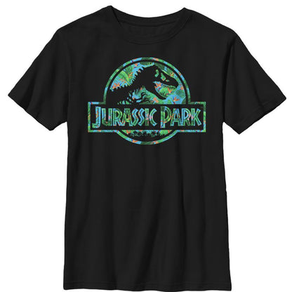 Boy's Jurassic Park Floral T Rex Logo T-Shirt