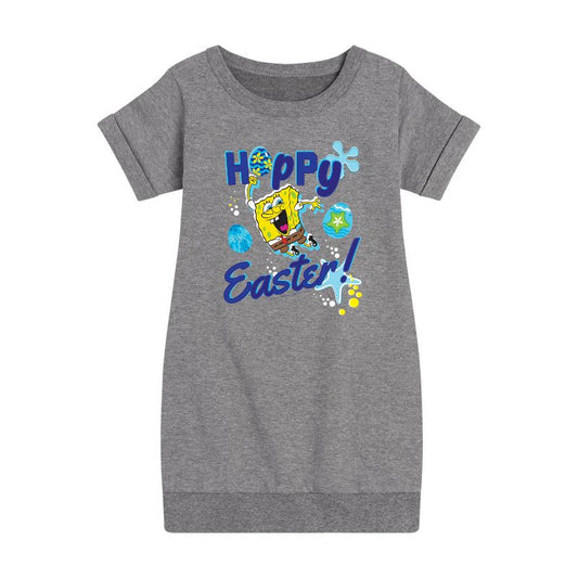 Girls' - SpongeBob SquarePants - Hoppy Easter Graphic Short Sleeve Fleece Dress