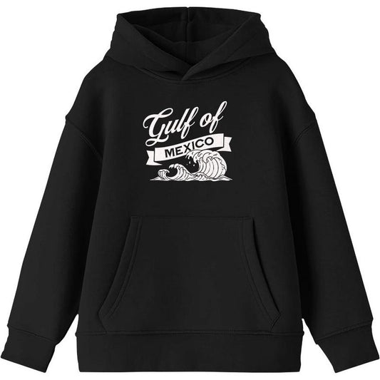 Gulf of Mexico Black and White Wave Youth Long Sleee Hoodie