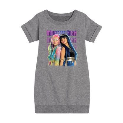 Girls' - Monster High - Cleo And Mermaid Graphic Short Sleeve Fleece Dress